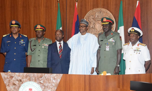 Magashi chiefs Buratai meeting buhari osibanjo