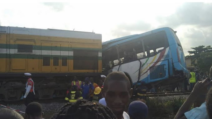 Lagos govt staff bus crushed by train