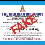 NAF fake recruitment advert on the social media