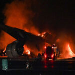 flames, Japan Airlines plane