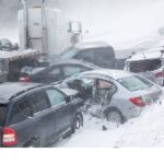 Over 100 Cars Icy Highway