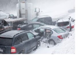 Over 100 Cars Icy Highway