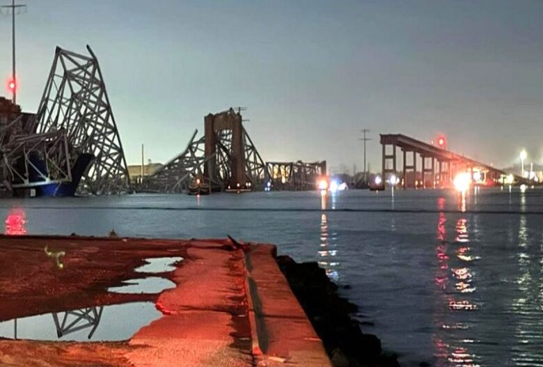 bridge collapses after ship collision