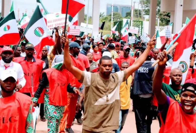 Nigerian labour unions indefinite strike new minimum wage