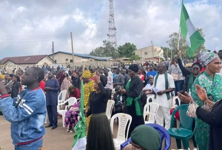 Christians hold church service at protest ground in Nigeria