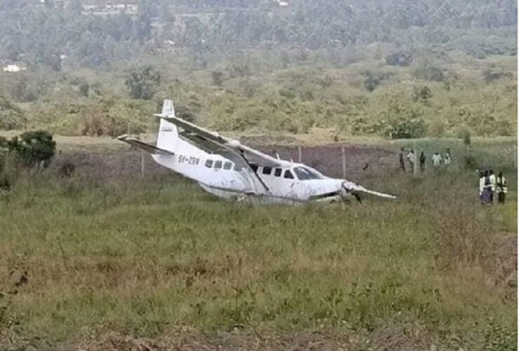 Plane carrying ten passengers veers off the runway during takeoff in Kenya no injuries reported