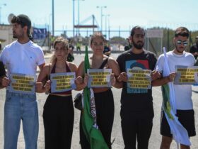 Pro-Palestinian protesters rally at British military base in Cyprus over UK support for Israel