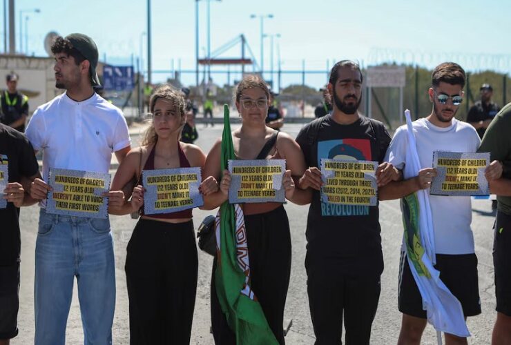 Pro-Palestinian protesters rally at British military base in Cyprus over UK support for Israel